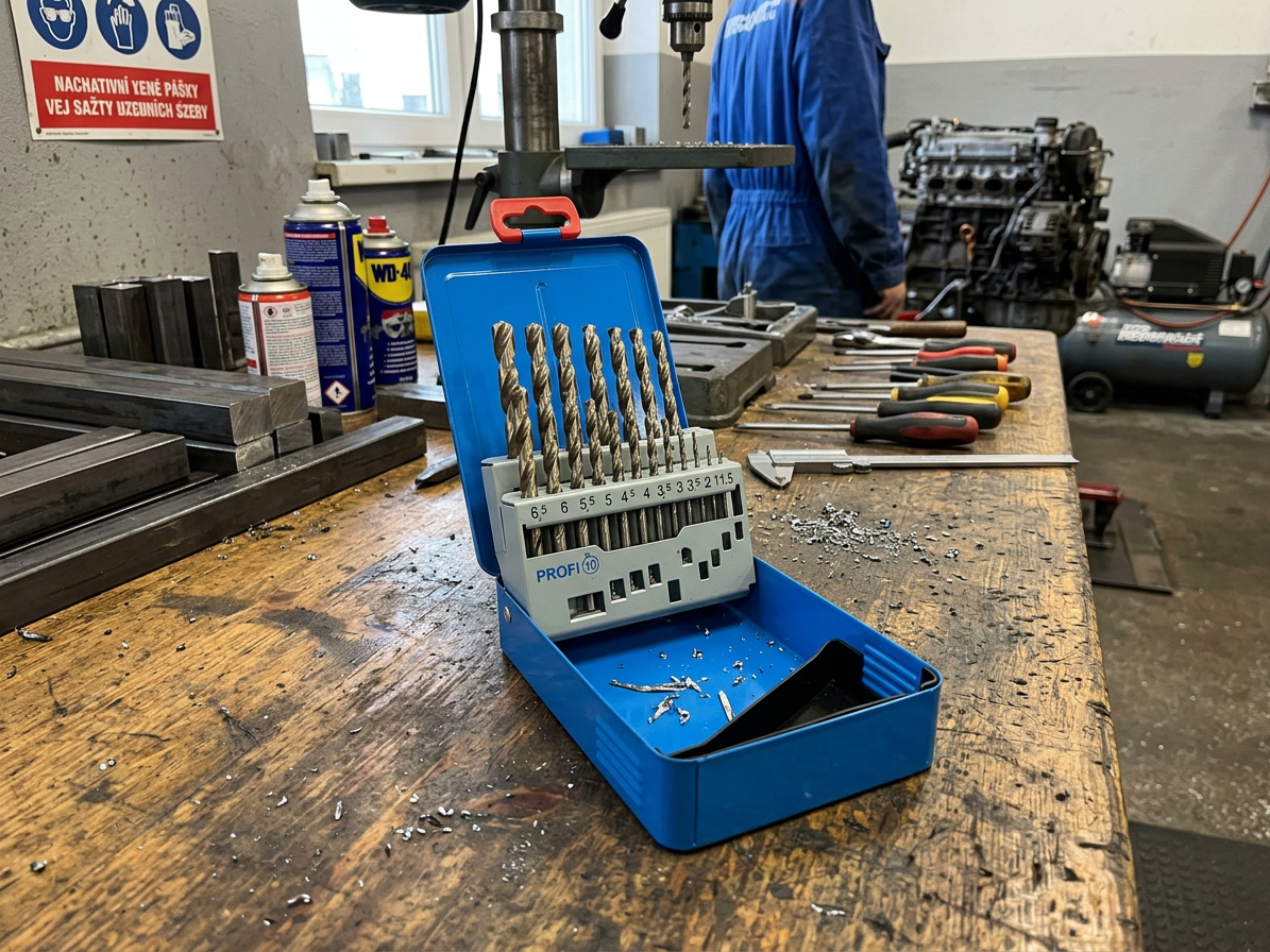 Vrtáky do kovu kobaltové 1,00-10,00x0,5 mm, DIN 338RTiHSSCo5 PN 2907, sada 19 ks v kovu