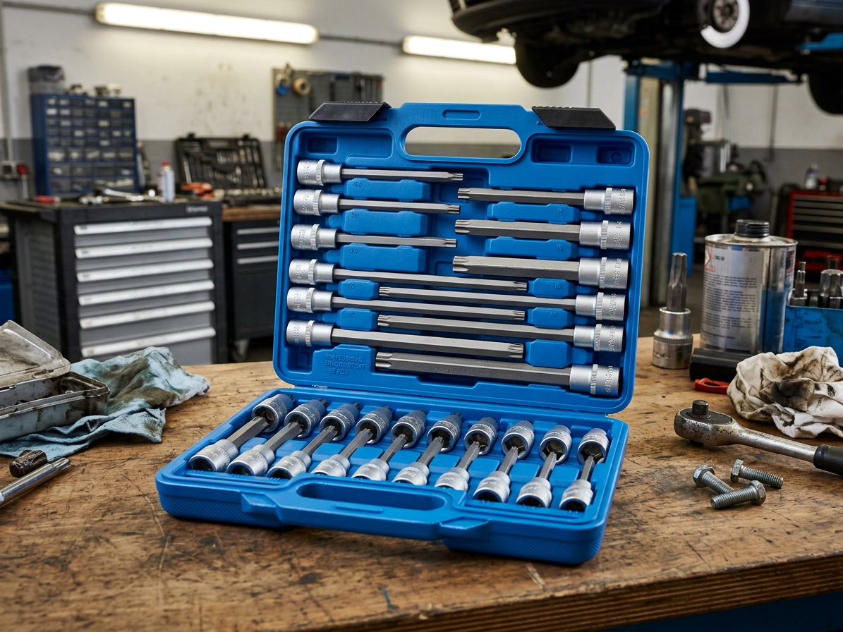 Zástrčné hlavice TORX 1/2", standardní, prodloužené a extra dlouhé, T20-T70, 32 ks - SATRA