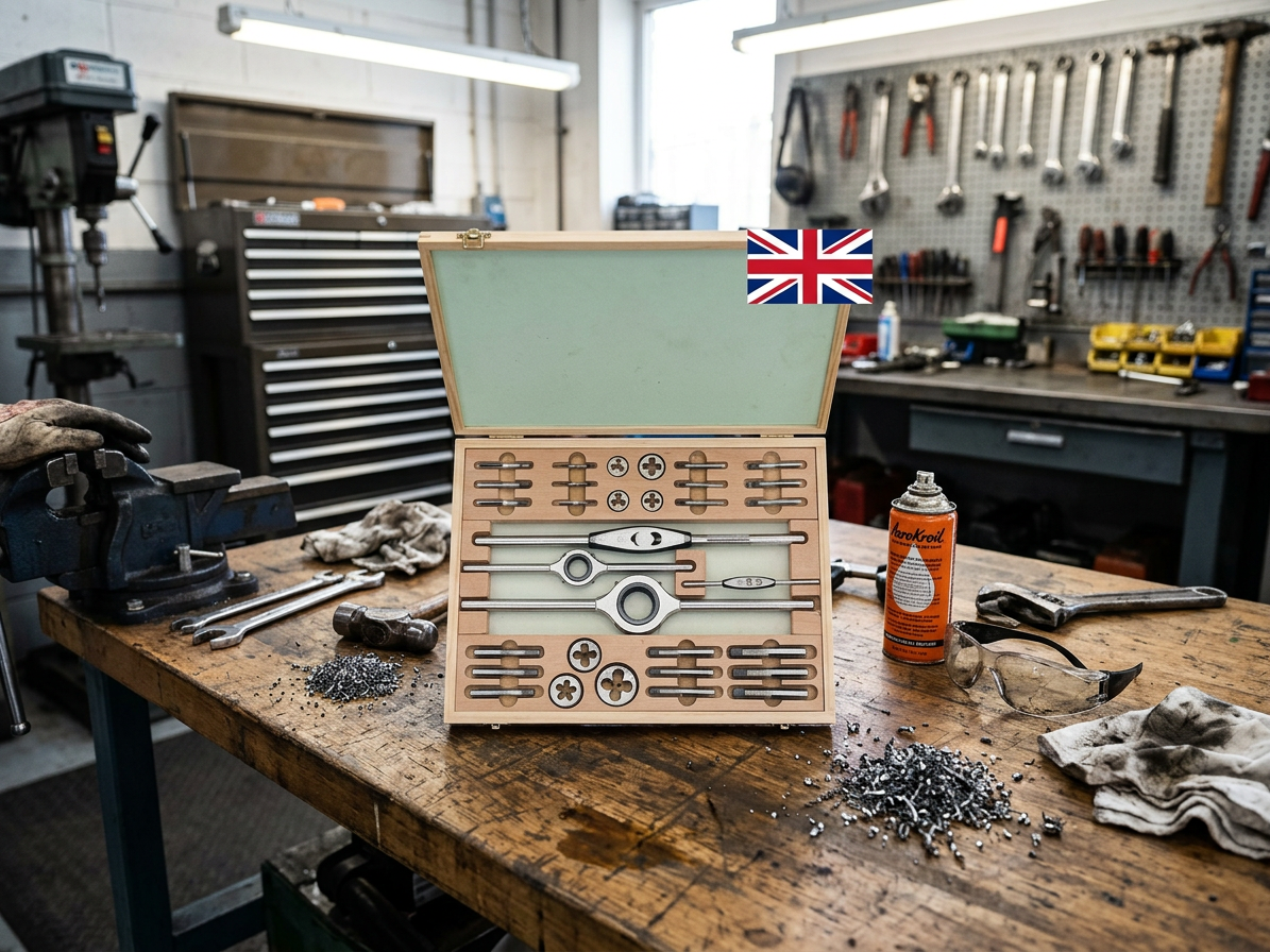 Závitníky a závitová očka Whitworth BSW 1/8" - W1/2", sada 20 dílů - Bučovice Tools