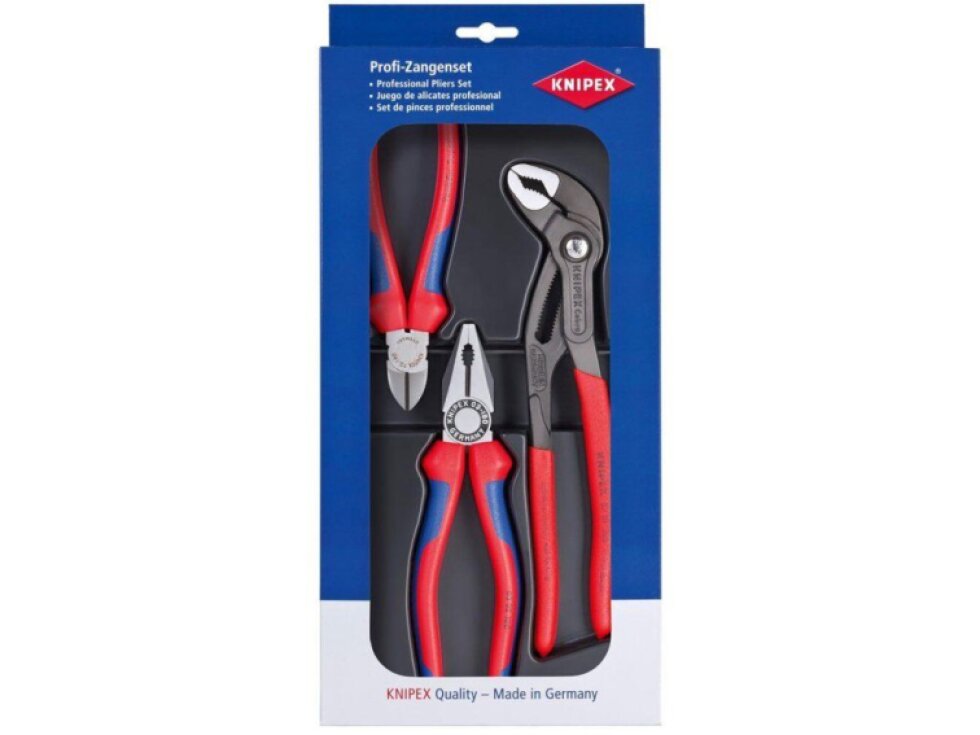 Kleště kombinované, štípací a instalatérské (SIKO), sada 3 ks - KNIPEX 00 20 09 V01