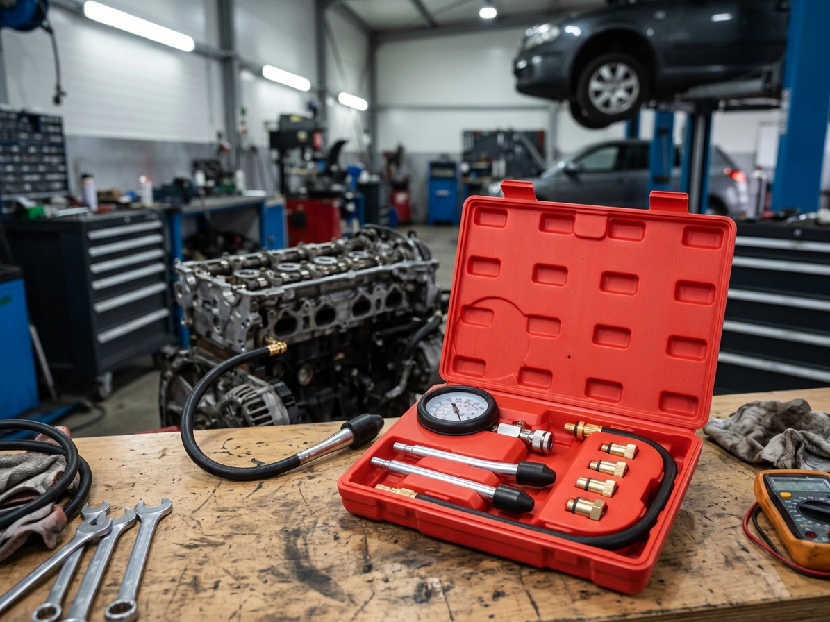 Sada pro testování komprese benzín. motorů MECHANIC ENGINE TESTER 8, 0-20bar, 8ks SIXTOL