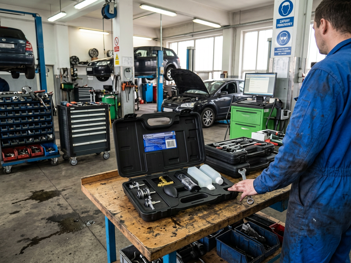 Tester těsnosti a úniku CO2 pod těsněním hlavy motoru