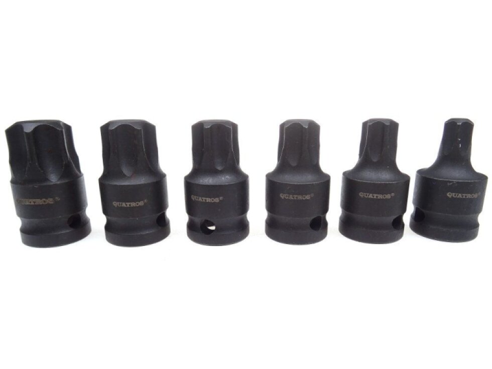Zástrčné hlavice úderové TORX 1/2", T55-T100, sada 6 kusů - QUATROS QS50067