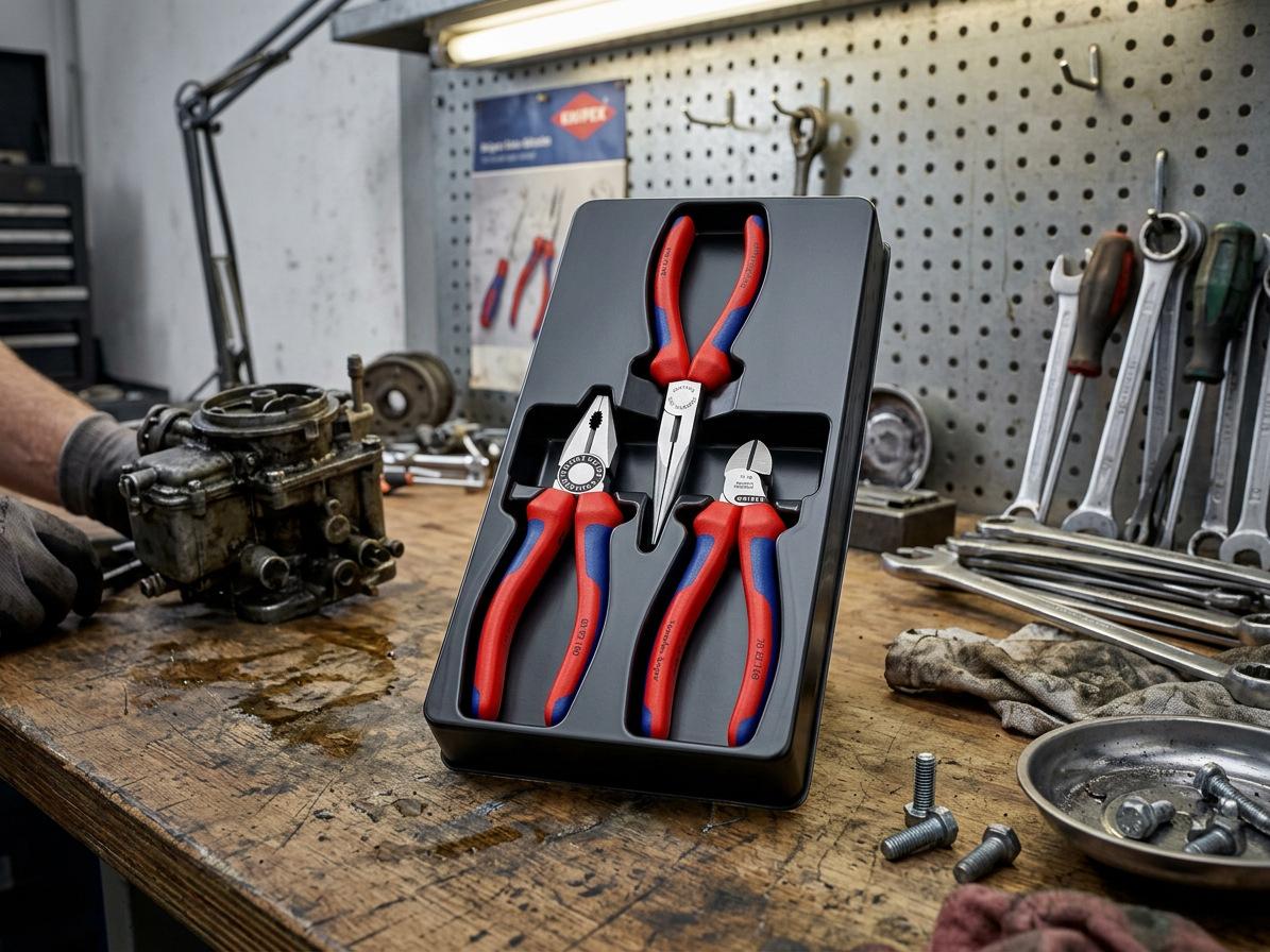 Kleště kombinované, boční štípací a na jemnou mechaniku, sada 3 ks – KNIPEX 00 20 11