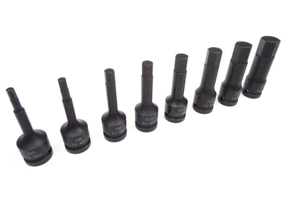 Sada zástrčných úderových hlavic Imbus, 1/2", H5 - H19, 8 kusů - QUATROS QS50008