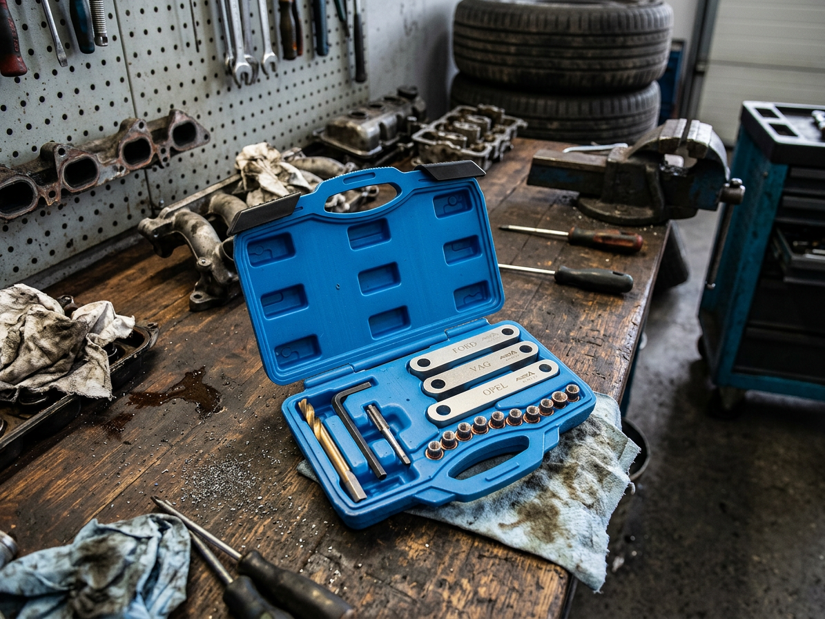 Přípravky na opravu závitů vodítek brzdičů M9x1,25mm na VAG, Opel, Ford, sada 16 ks - ASTA