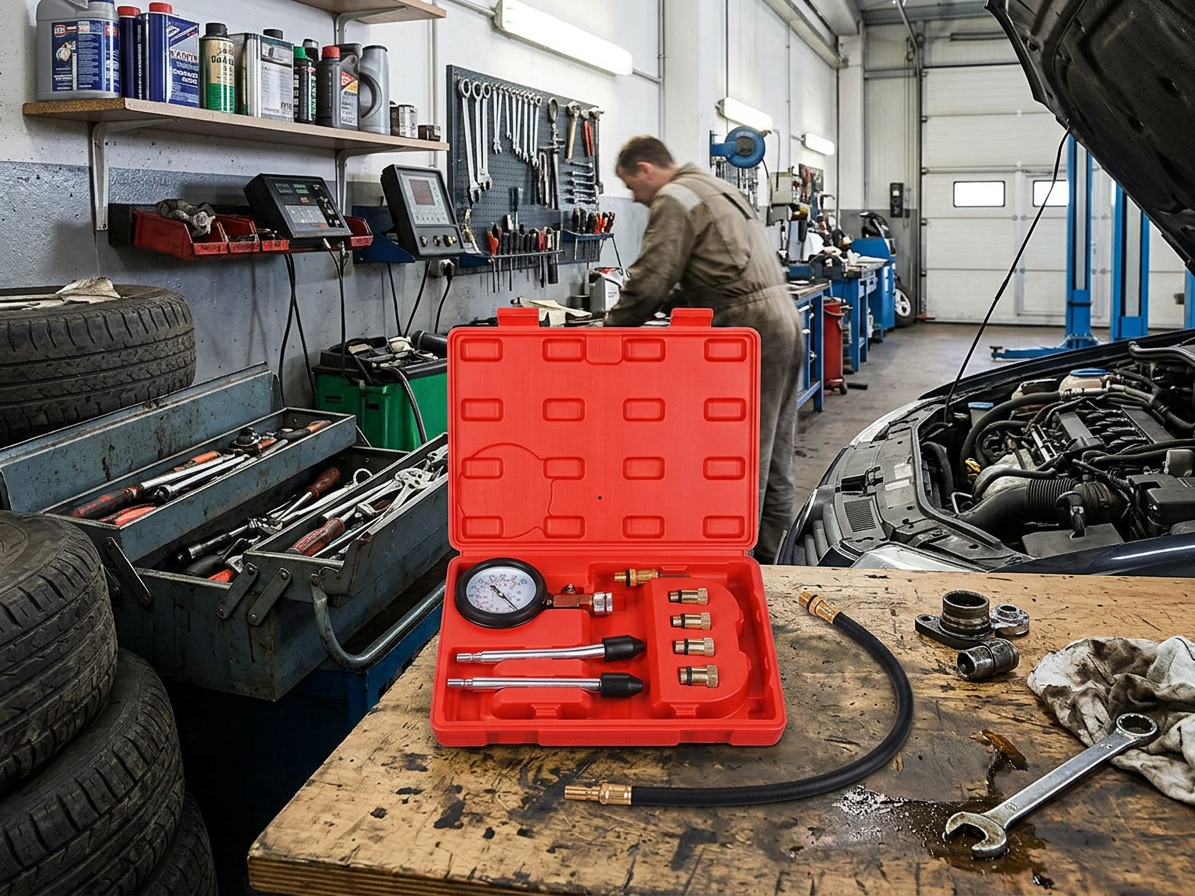 Sada pro testování komprese benzín. motorů MECHANIC ENGINE TESTER 8, 0-20bar, 8ks SIXTOL