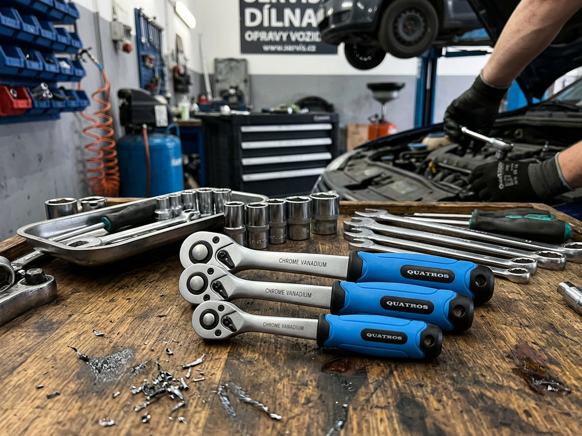 Ráčna 1/2", 72 zubů, s přepínací páčkou, vyhnutá, délka 250 mm - QUATROS QS50114