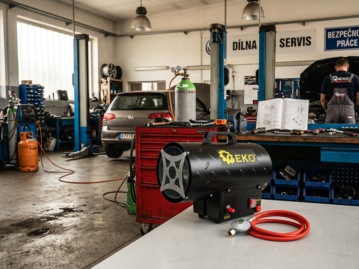 Horkovzdušná plynová turbína, topidlo 15kW GEKO
