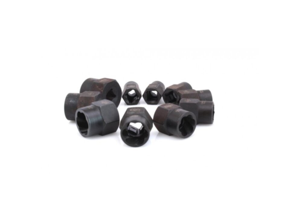 Hlavice 3/8” na poškozené šrouby a matice, velikosti 9-19 mm, sada 10 ks - SATRA