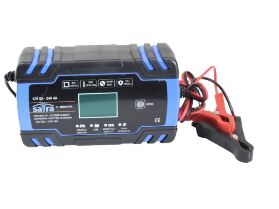Nabíječka autobaterií, automatická 12V/24V, 8A/4A 2-150 Ah - SATRA
