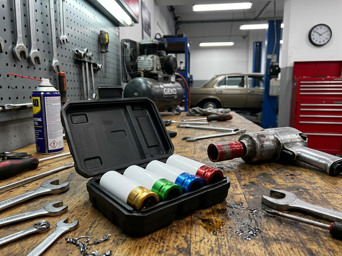Úderové hlavice 1/2", 17 - 22 mm, s krytkou na ALU, sada 4 kusy