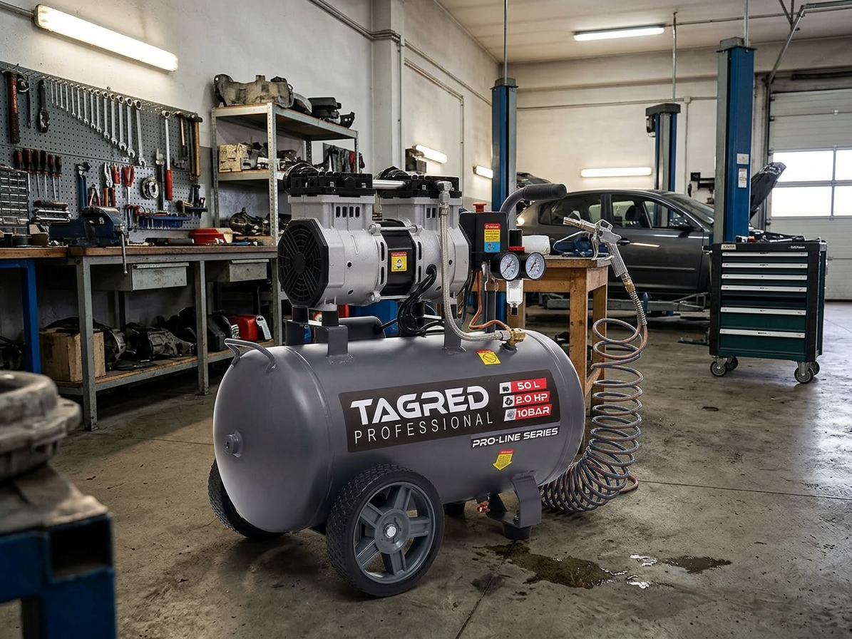 TAGRED TA3384 - Tagred , Bezolejový kompresor s odlučovačem 50l, 230V, 2 písty, 2000W 10 B