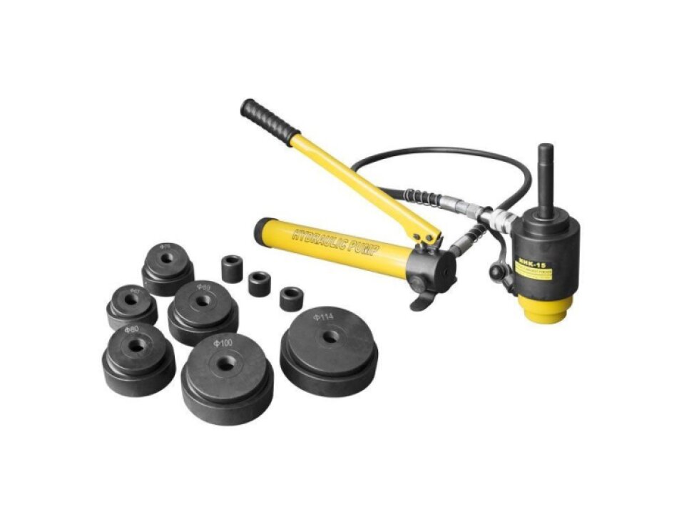 Děrovač plechu s ruční hydraulickou pumpou, tlak 13 tun - HHK-15