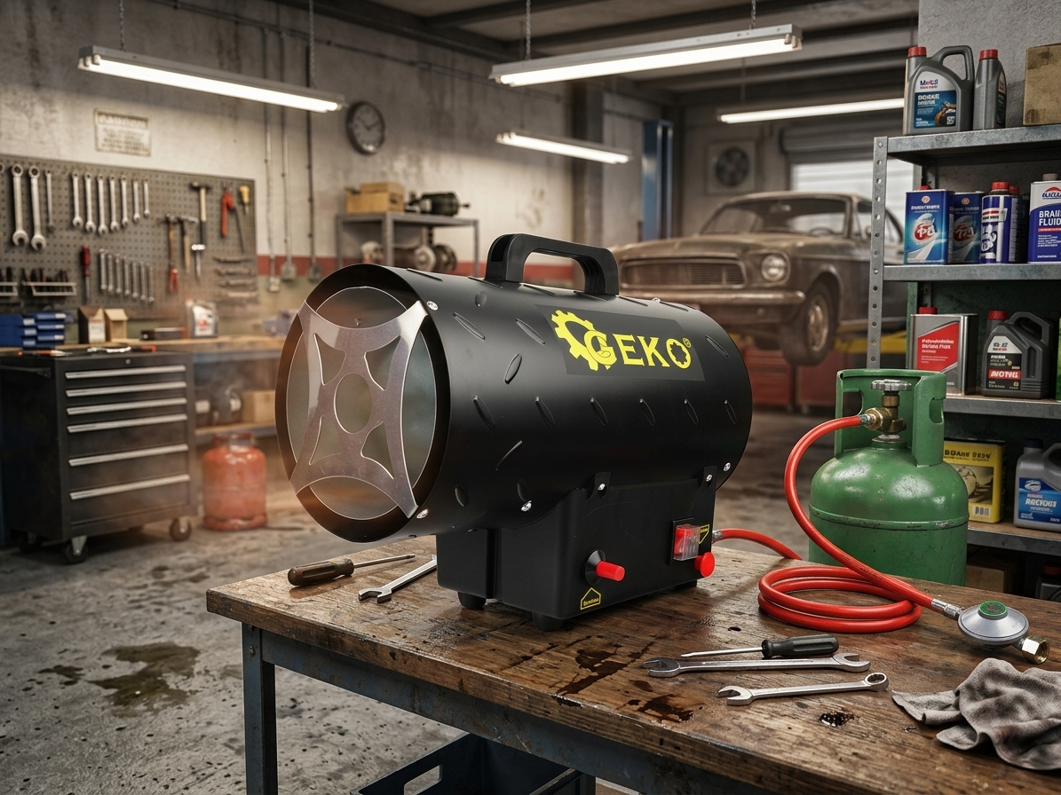 Horkovzdušná plynová turbína, topidlo 15kW GEKO