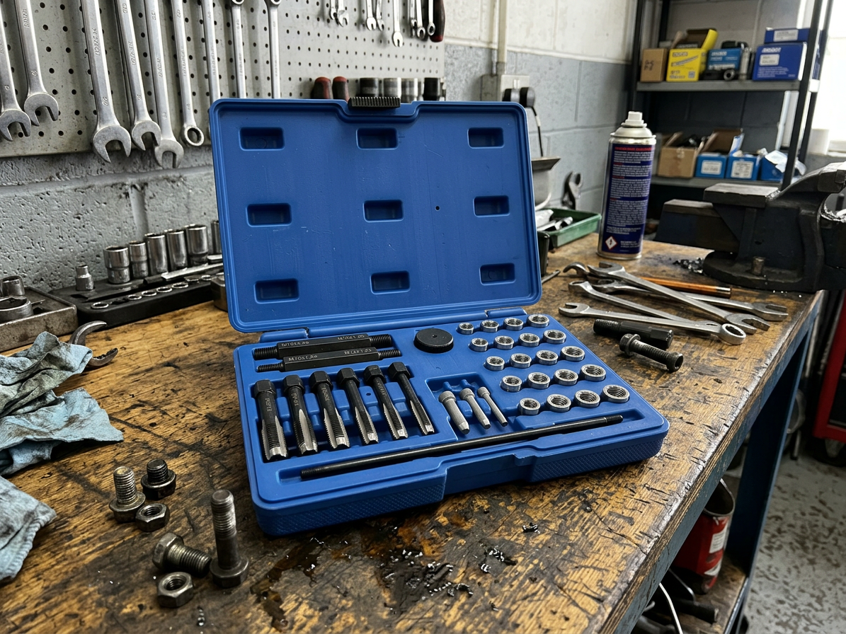 Sada na opravu závitů žhavicích svíček M8x1, M10x1, M10x1.25, M12x1.25, 33 kusů - QS14140
