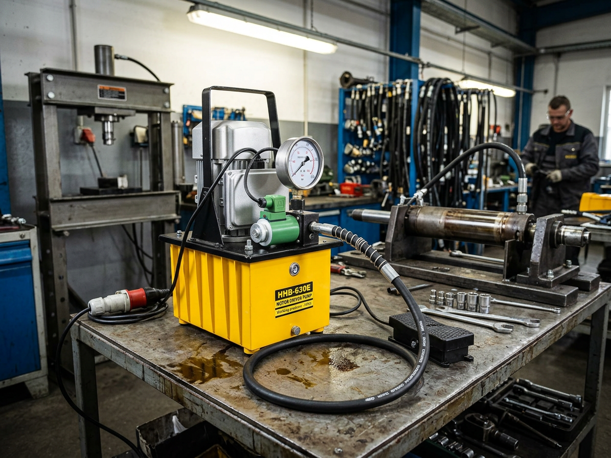 Nožní elektrická hydraulická pumpa s tlakoměrem, dvourychlostní, 20 bar - Genborx HHB-630E