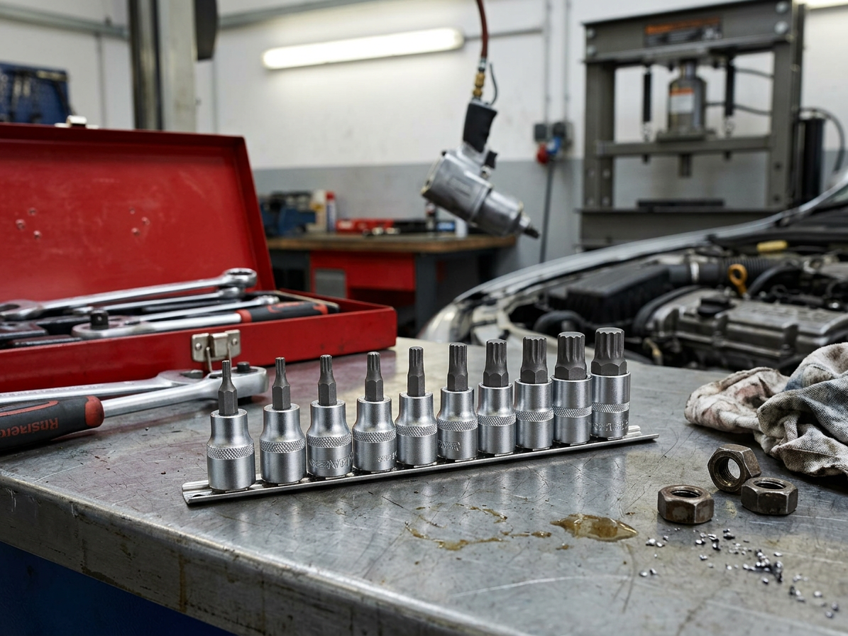 Zástrčné hlavice XZN (Spline) 1/2", M4 - M18, sada 10 kusů na liště - ASTA