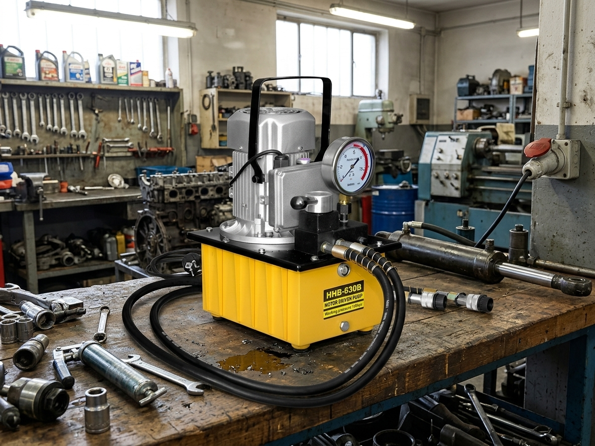 Elektrická hydraulická pumpa s tlakoměrem, dvourychlostní, 20 bar - HHB-630B