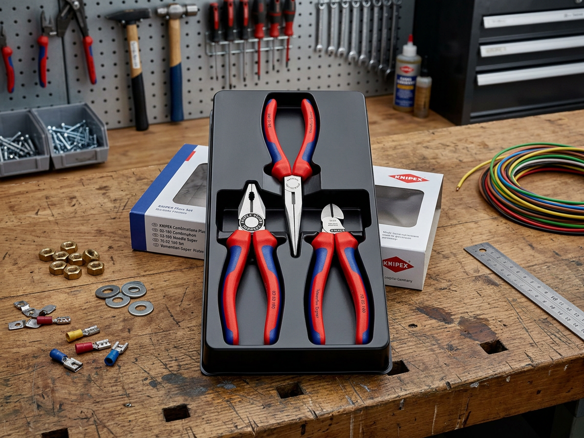 Kleště kombinované, boční štípací a na jemnou mechaniku, sada 3 ks – KNIPEX 00 20 11