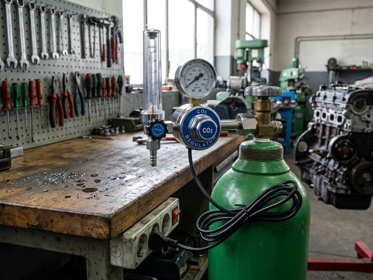 Redukční ventil CO2/Argon, s vyhříváním a průtokoměrem - SATRA