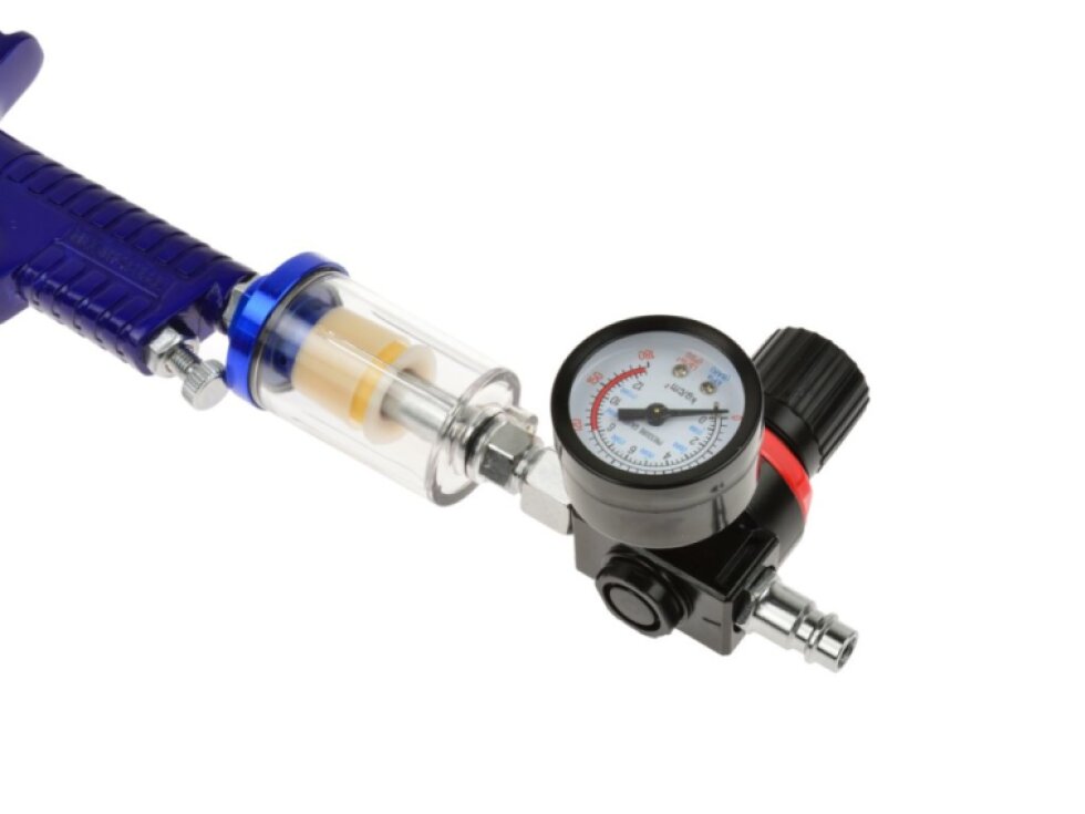 Stříkací pistole HVLP, tryska 1.4 mm, objem 600 ml, regulátor tlaku a odlučovač vody
