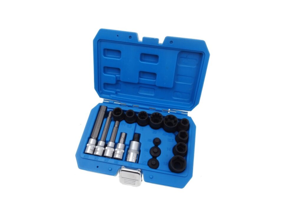 Hlavice pro servis brzdových třmenů, sada 17 dílů - QUATROS QS70402