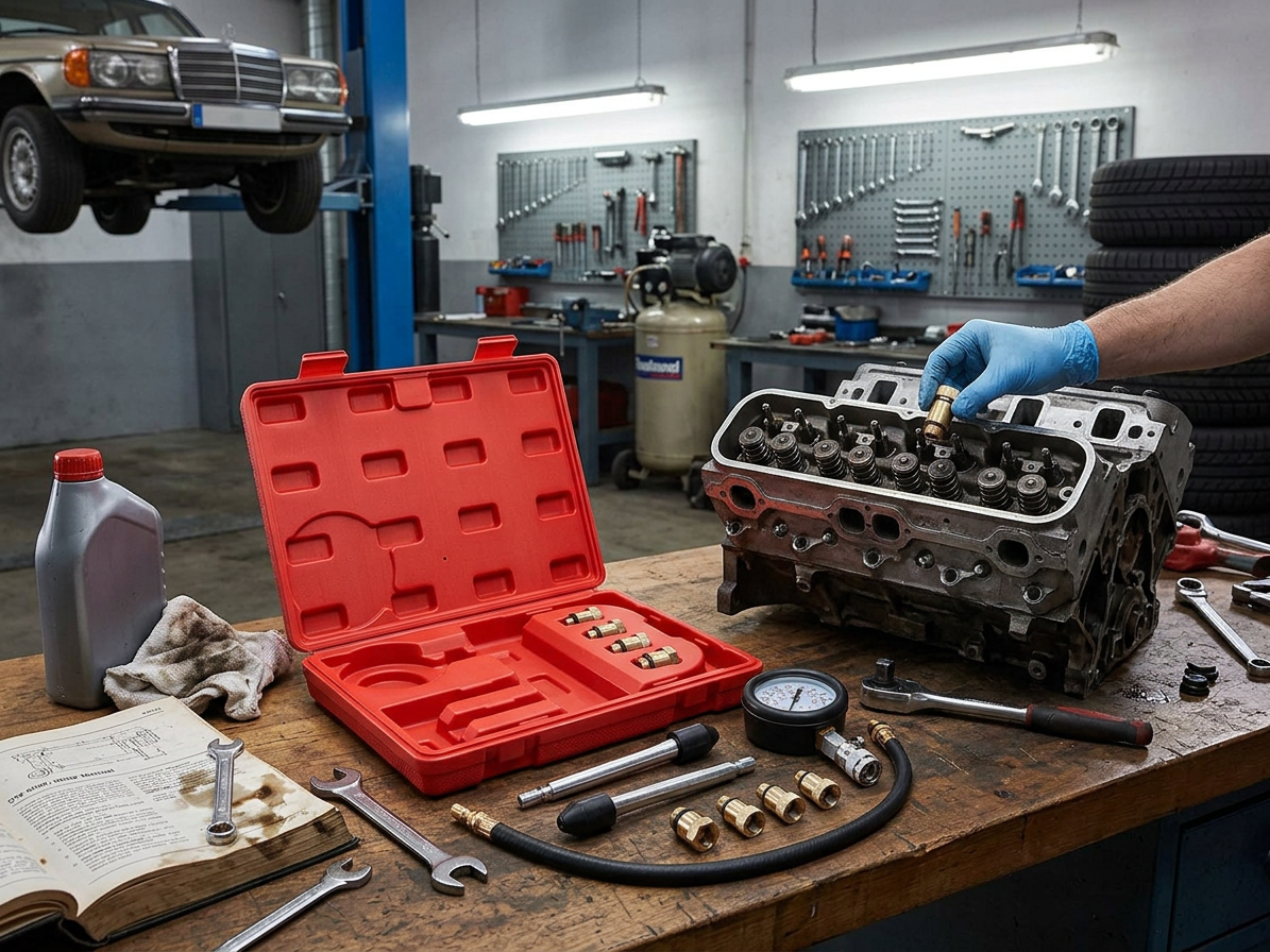Sada pro testování komprese benzín. motorů MECHANIC ENGINE TESTER 8, 0-20bar, 8ks SIXTOL