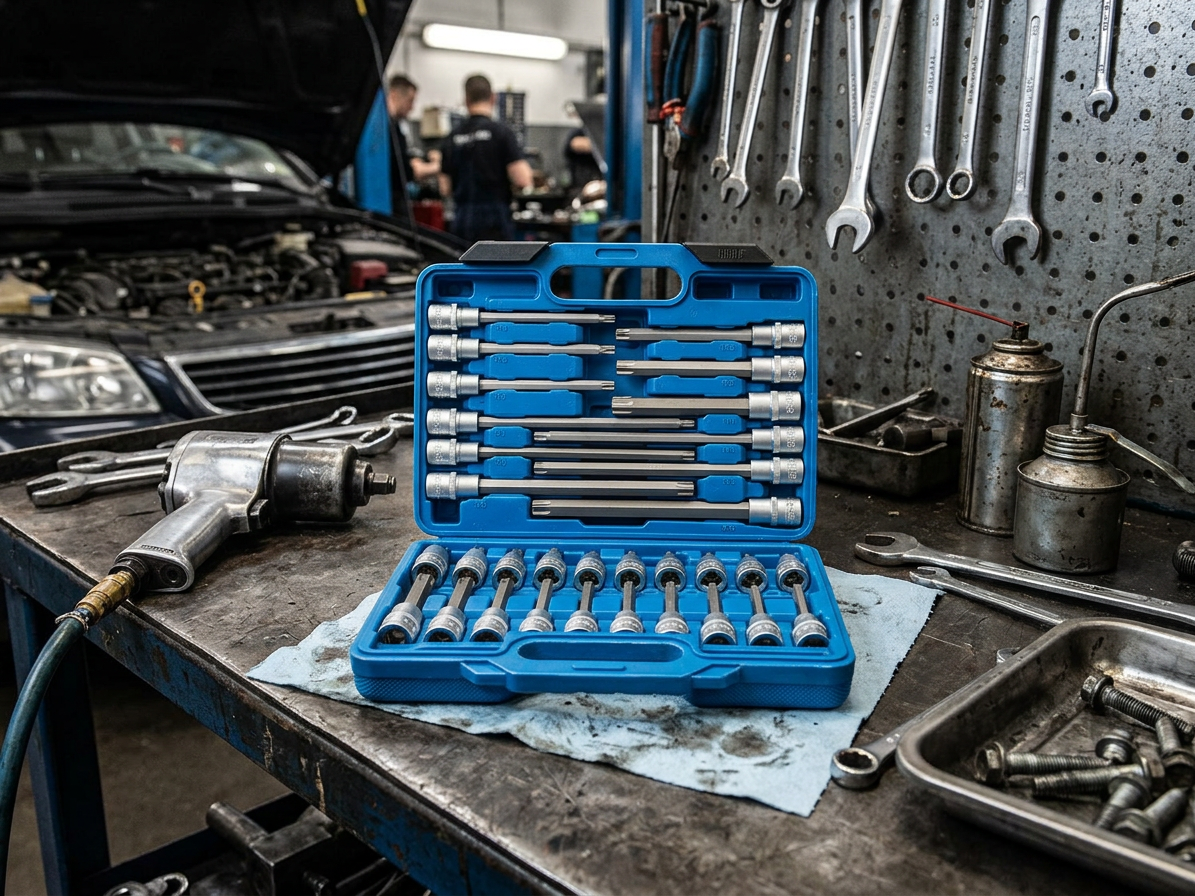 Zástrčné hlavice TORX 1/2", standardní, prodloužené a extra dlouhé, T20-T70, 32 ks - SATRA