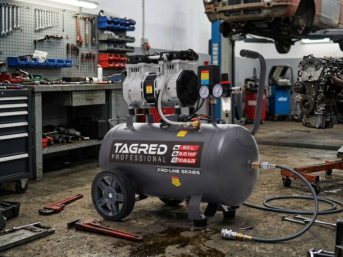 TAGRED TA3384 - Tagred , Bezolejový kompresor s odlučovačem 50l, 230V, 2 písty, 2000W 10 B