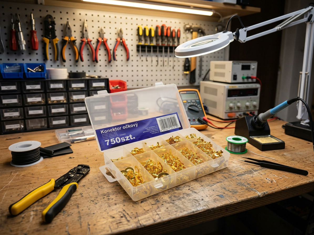 Elektrické konektory pro automobily, krimpovací, neizolované, různé druhy, sada 750 kusů