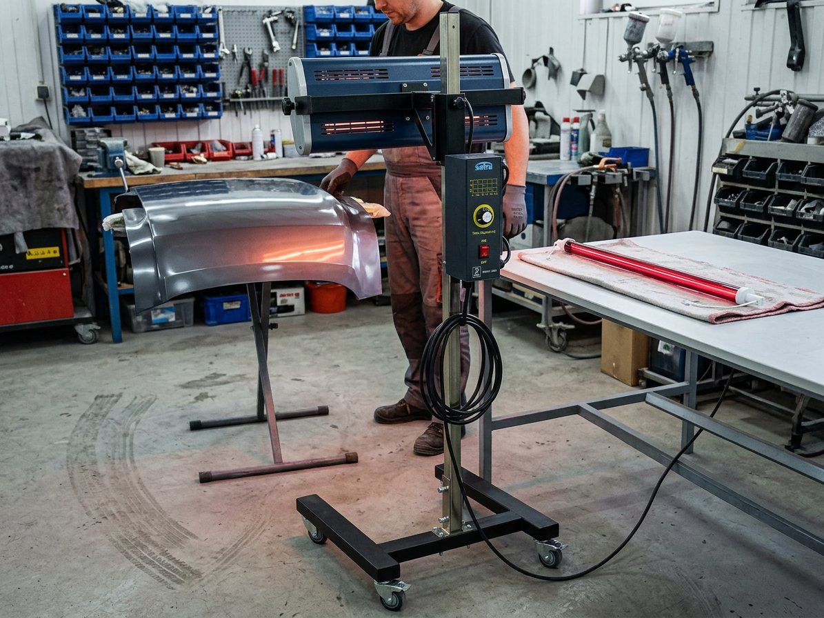 Infrazářič pro sušení laků 1000 W, 1 lampa, pojízdný - SATRA