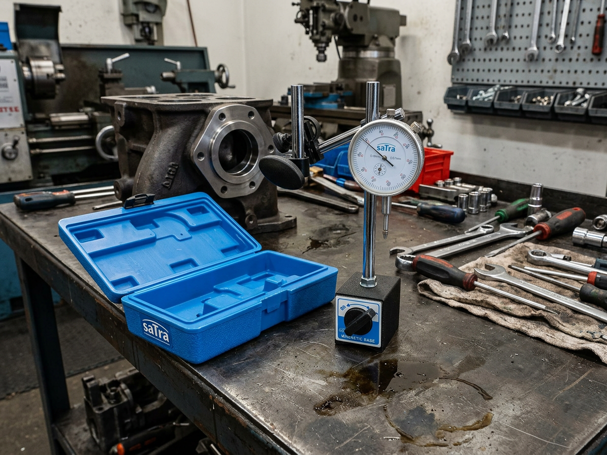 Magnetický stojan, stativ + úchylkoměr, rozsah 0 - 10 mm - SATRA