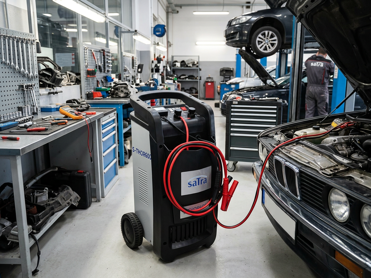 Nabíječka autobaterií - startovací zdroj, 12V a 24V, 500A - SATRA