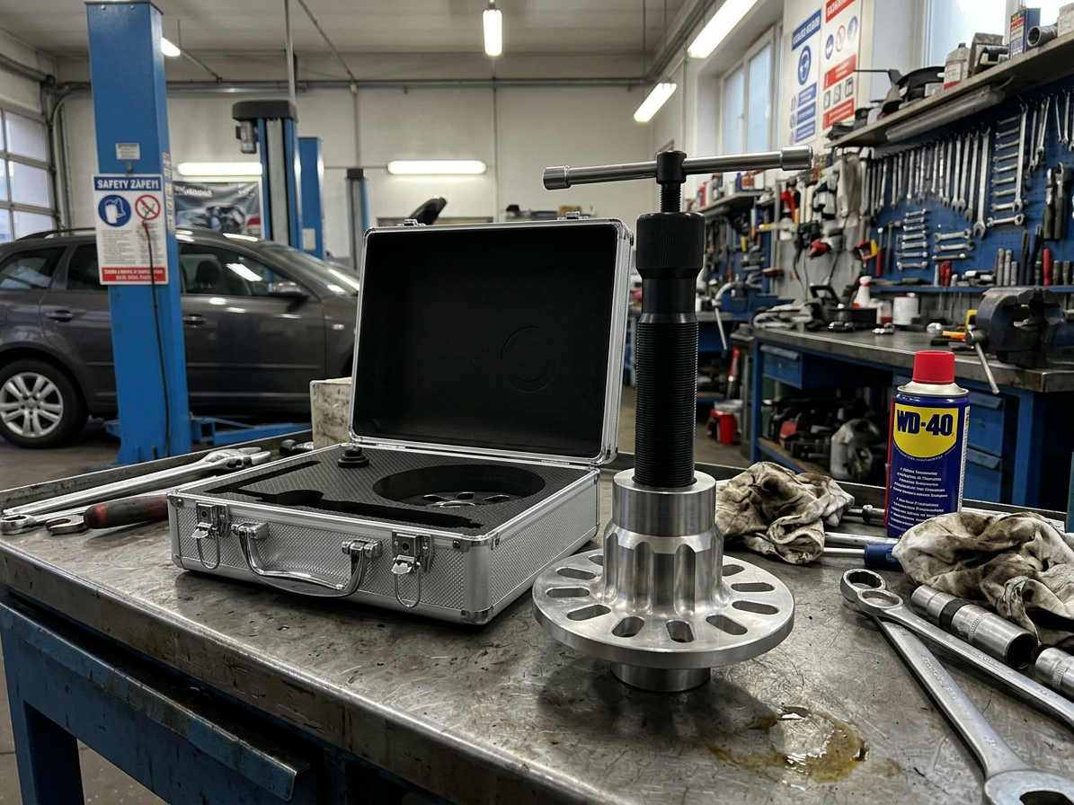 Stahovák nábojů kol, hydraulický, maximální tlak 10 t - QUATROS QS11396
