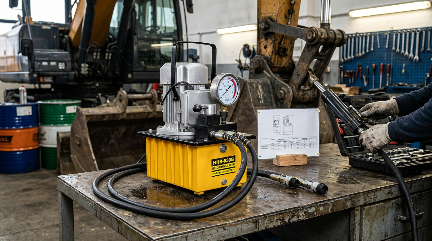 Elektrická hydraulická pumpa s tlakoměrem, dvourychlostní, 20 bar - HHB-630B