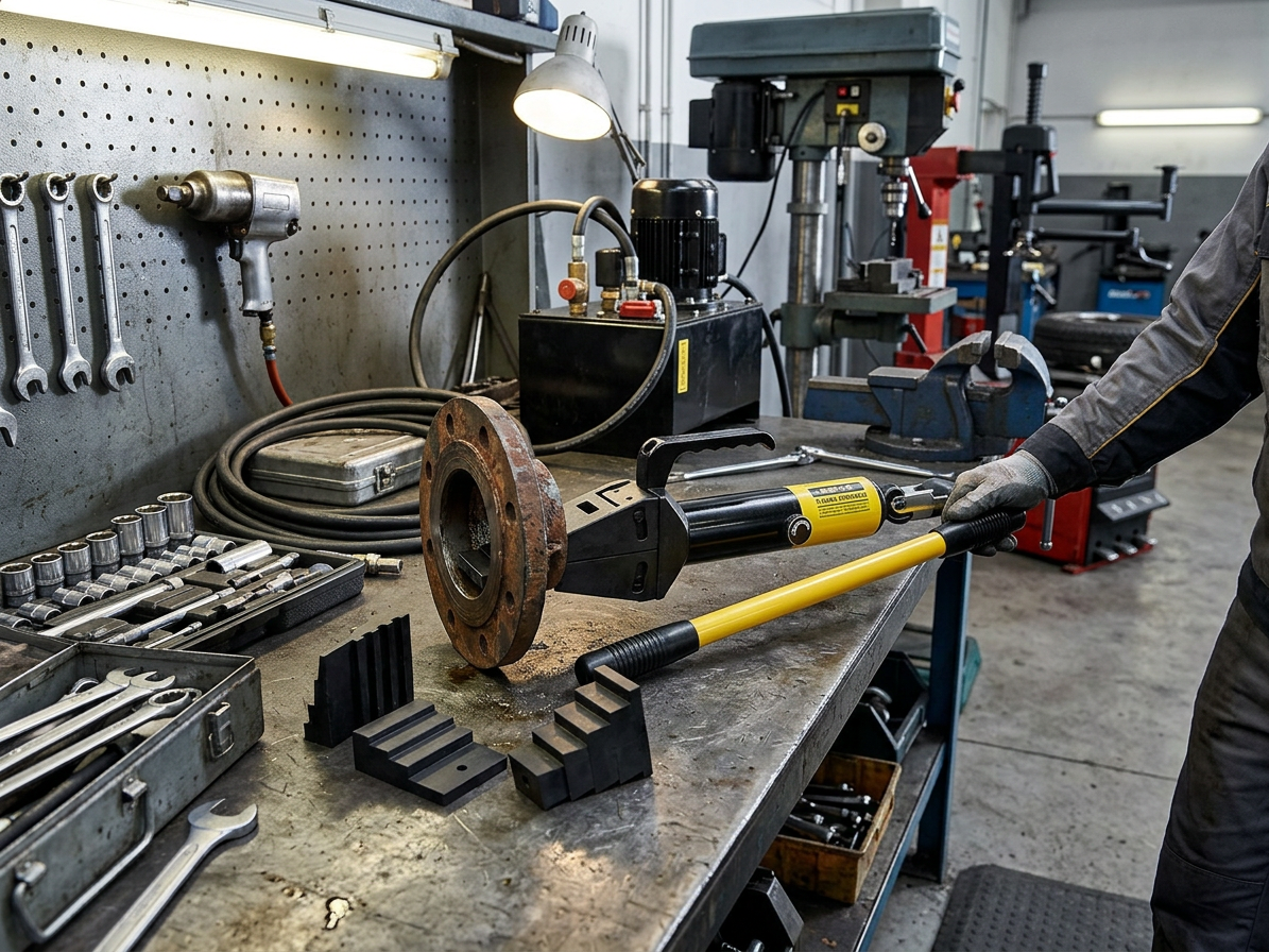 Hydraulický klínový rozpínák přírub, síla 10 tun, integrovaná pumpa - HHP-10