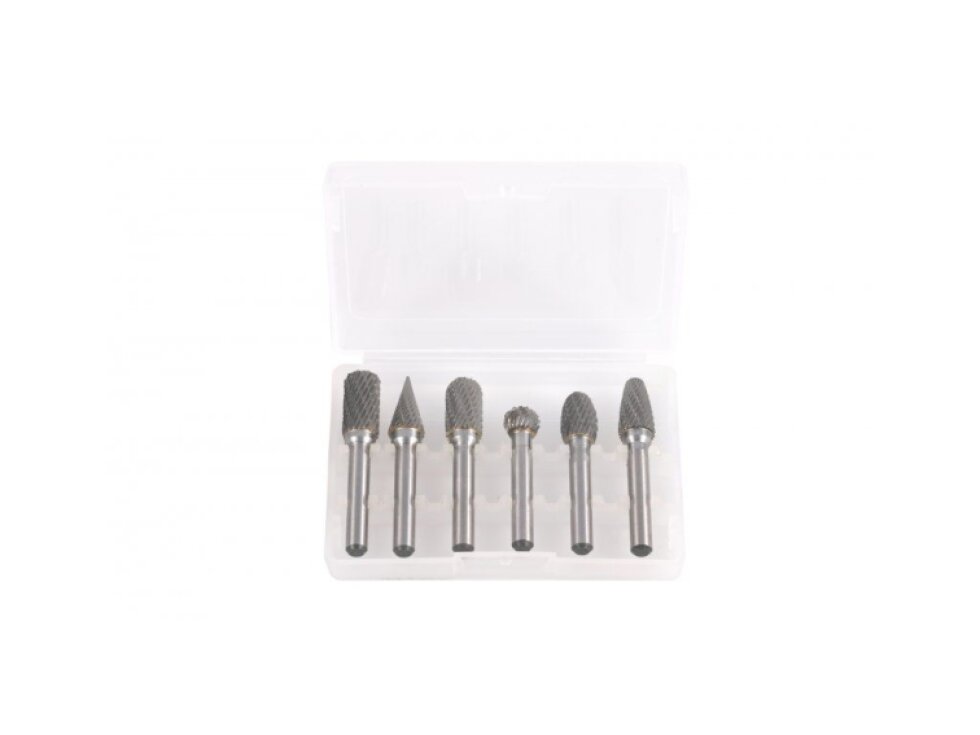 Rotační pilníky, různé druhy, stopka 6 mm, sada 6 ks - QUATROS QS14130