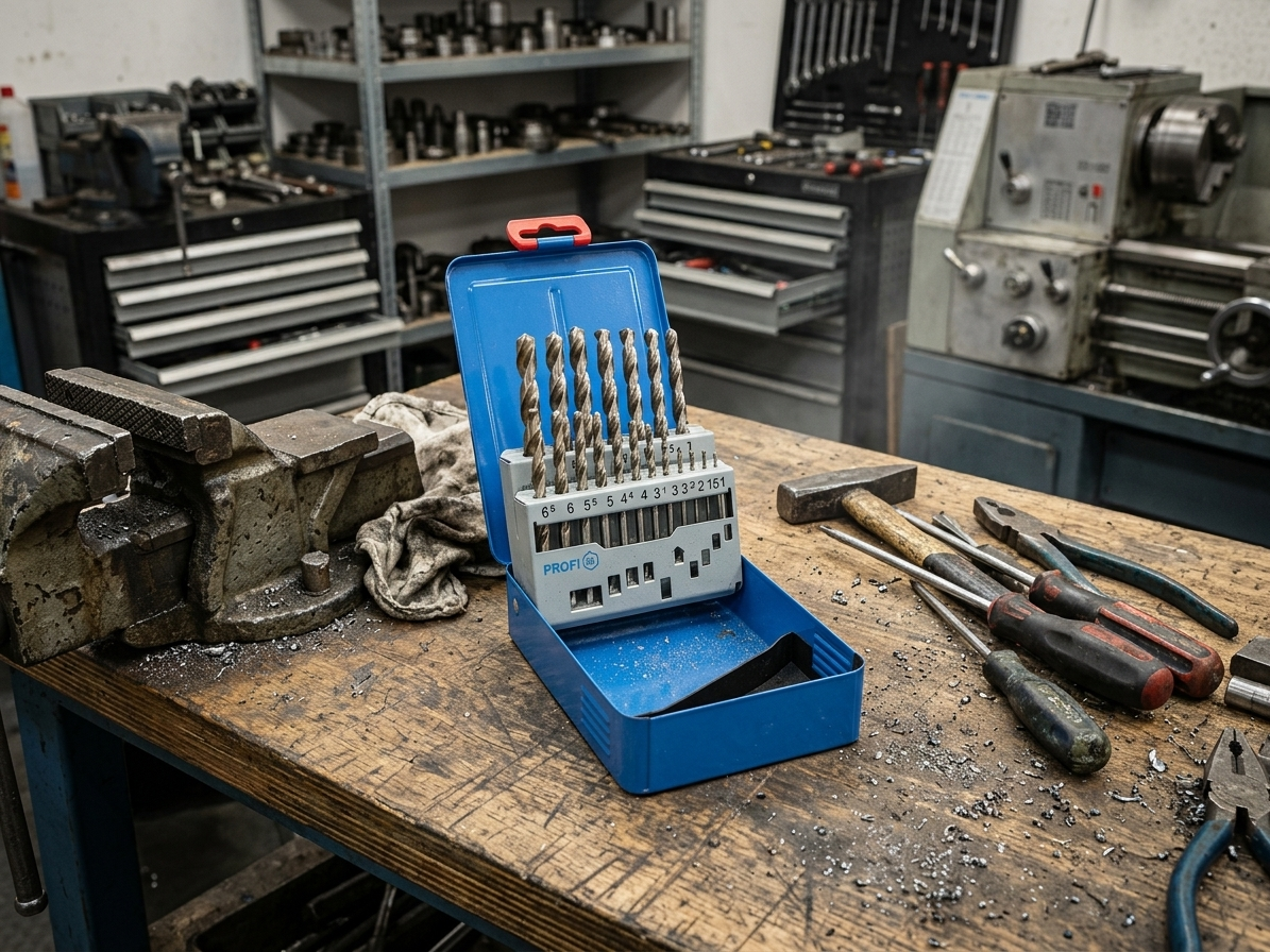 Vrtáky do kovu kobaltové 1,00-10,00x0,5 mm, DIN 338RTiHSSCo5 PN 2907, sada 19 ks v kovu