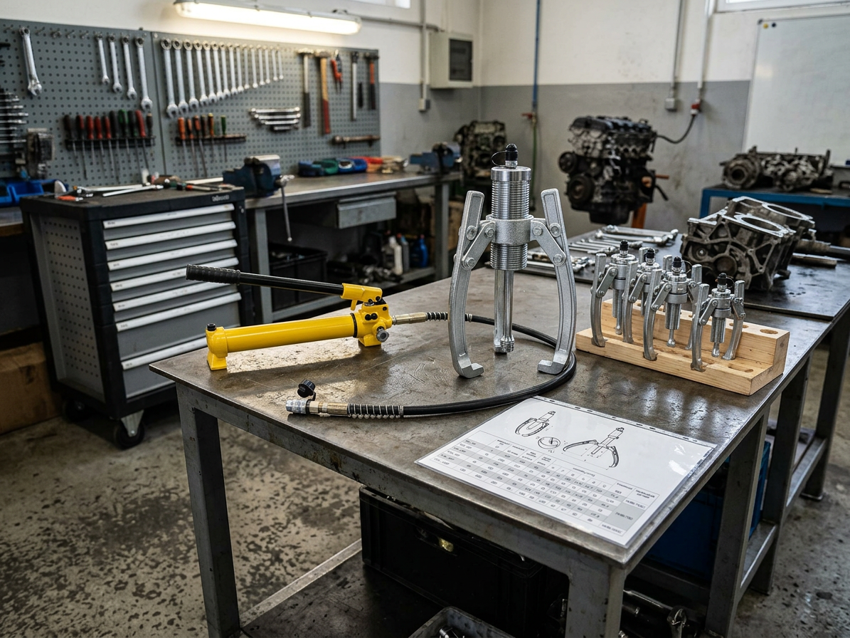 Dvou- nebo tříramenný hydraulický stahovák HHL-50F, síla 50 t, s ruční pumpou