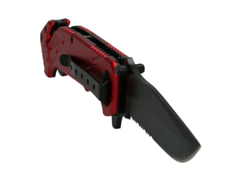 Nůž taktický kapesní zavírací, řezač pásů a rozbíječ skla, délka 21 cm - KS TOOLS 907.2220