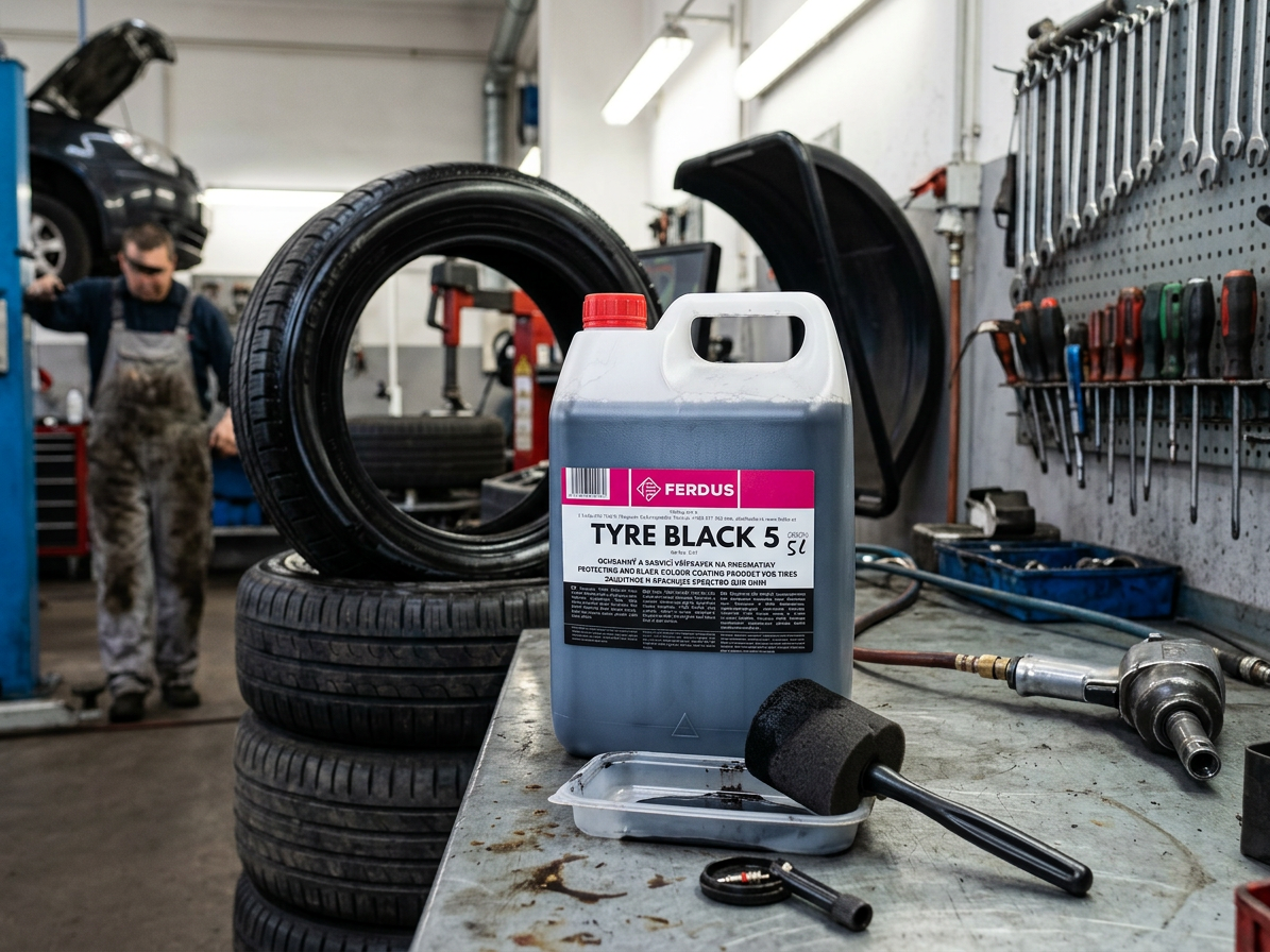 Ochranný a barvicí přípravek na pneumatiky- oživovač, černá barva na pneu TYRE BLACK5, 5 l