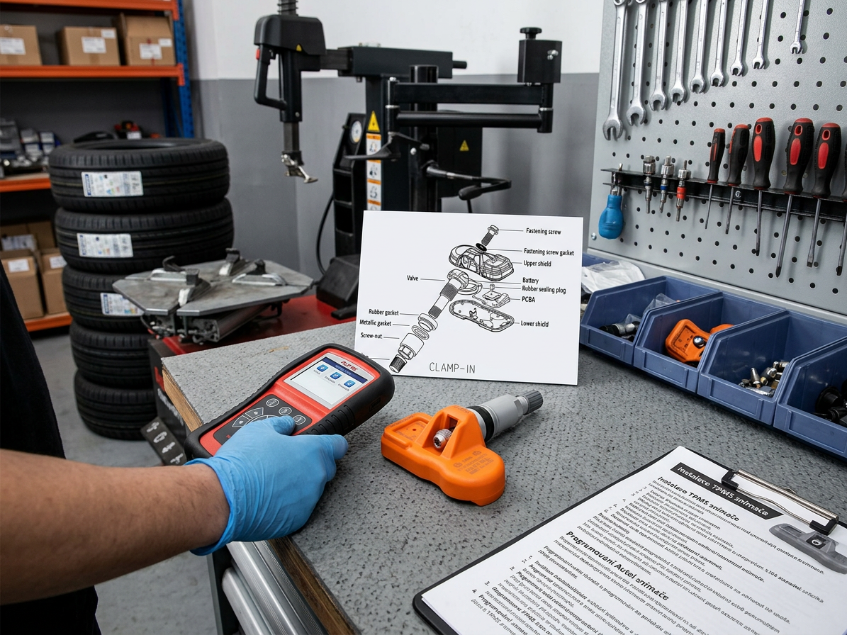 TPMS senzor s ALU ventilem, 433 MHz, programovatelný, stříbrný