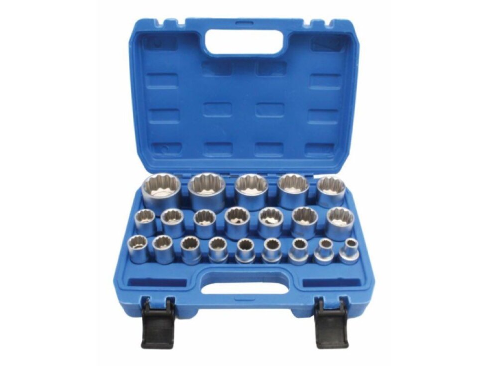 Hlavice nástrčné 1/2", dvanáctihran, 8-36 mm, 21 ks - SATRA