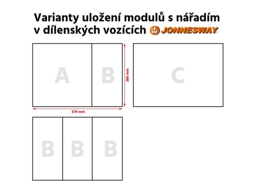 Modul - gola sada 1/4", 3/8" a 1/2", momentové klíče 2-200 Nm, 66 ks - JONNESWAY T27166SV