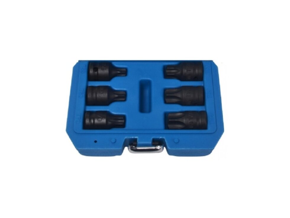 Zástrčné hlavice úderové TORX 1/2", T55-T100, sada 6 kusů - QUATROS QS50067