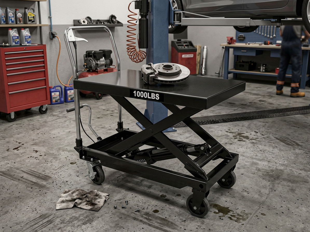 Pojízdný pracovní stůl zdvižný, nosnost 450 kg, s hydraulickým systémem