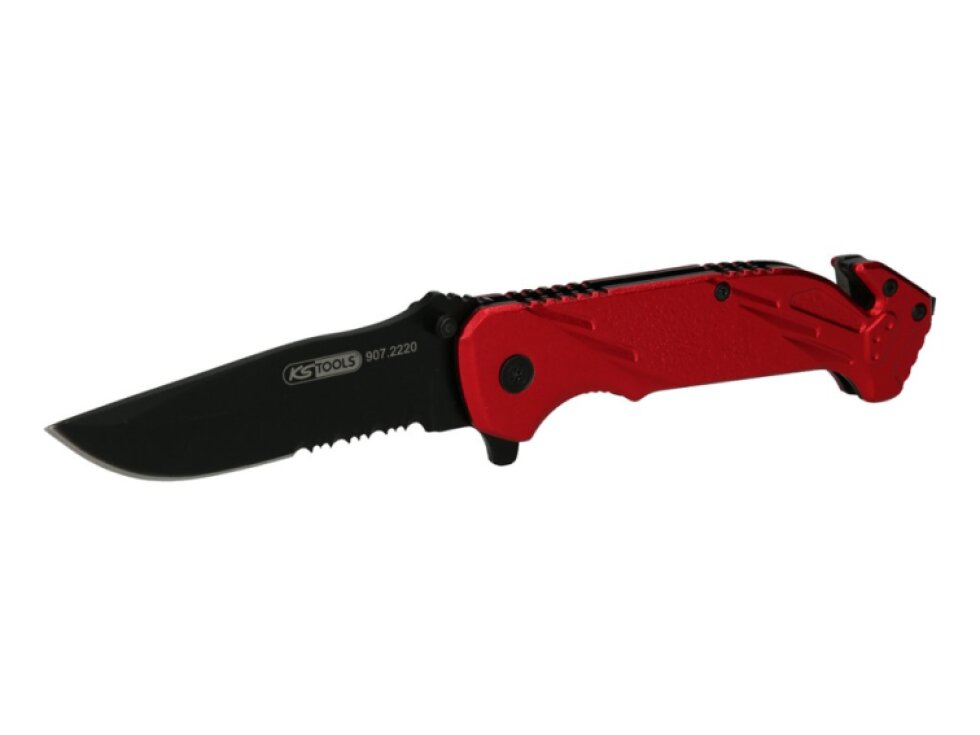 Nůž taktický kapesní zavírací, řezač pásů a rozbíječ skla, délka 21 cm - KS TOOLS 907.2220