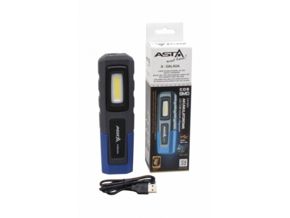 Dílenská montážní lampa, COB LED, 600 lm, nabíjecí - ASTA