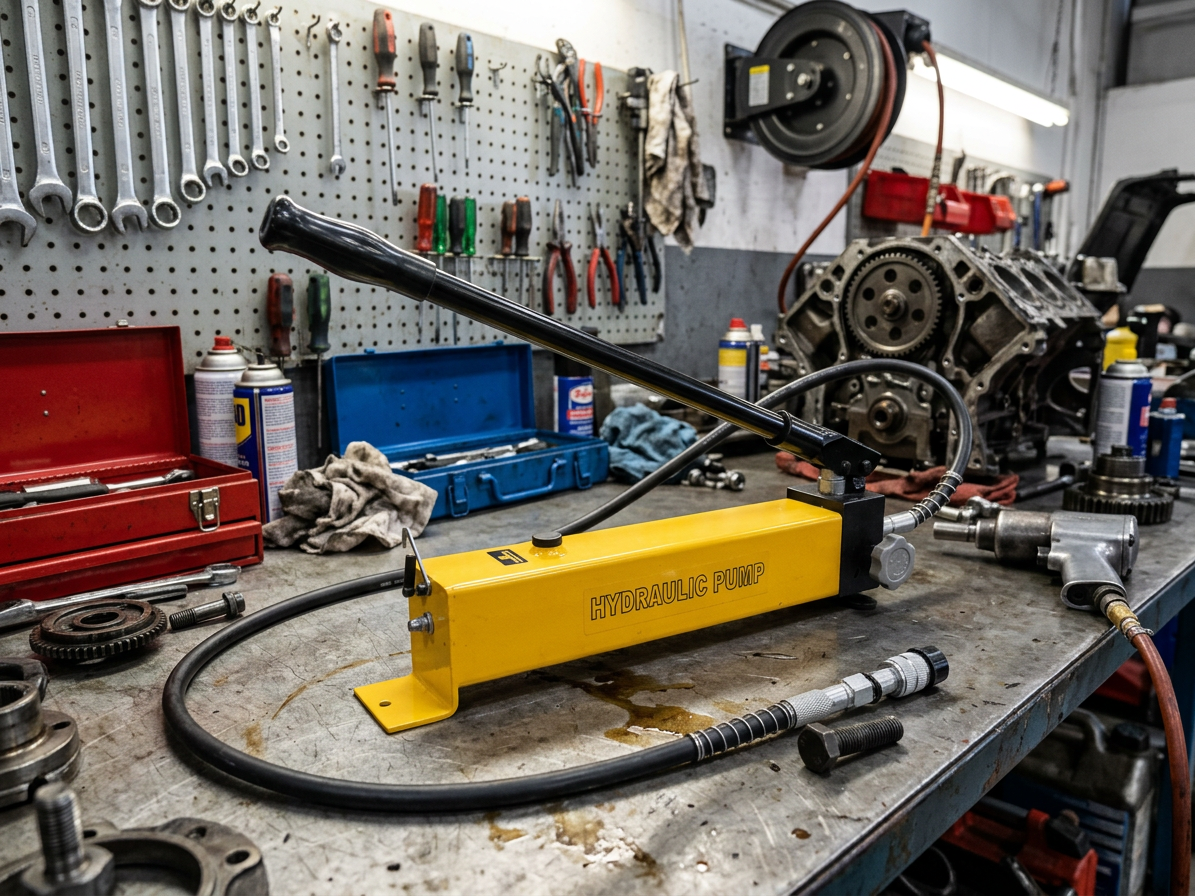 Ruční hydraulická pumpa dvourychlostní, tlak 20 bar, velký objem oleje - HHB-700E